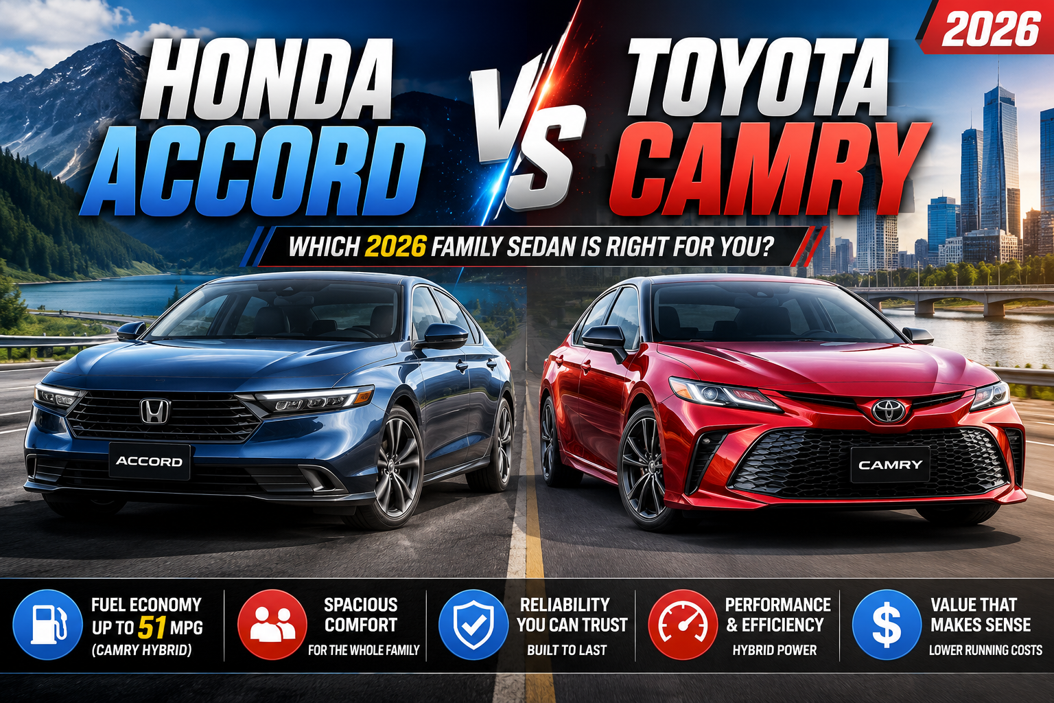 Family Sedan Review: Honda Accord vs Toyota Camry 2026